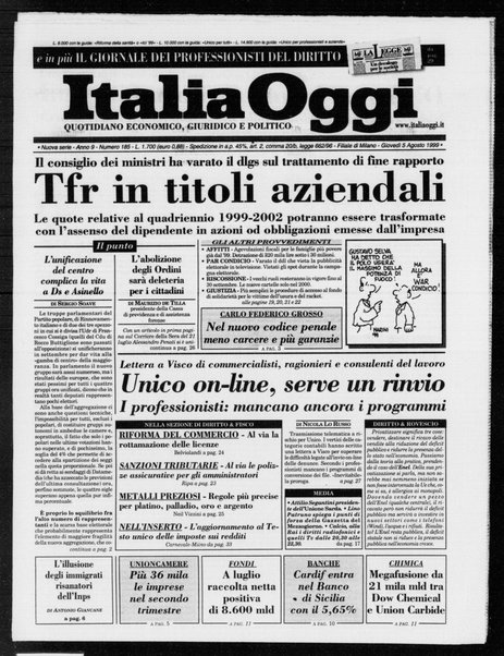 Italia oggi : quotidiano di economia finanza e politica